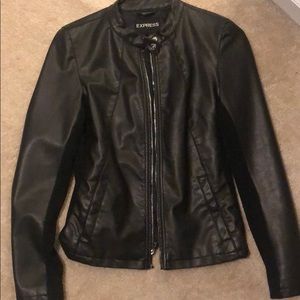 Express faux leather black bomber jacket